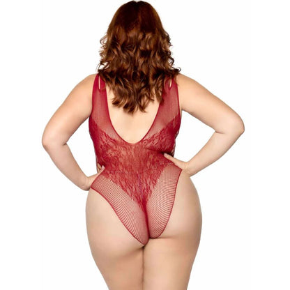 LEG AVENUE - 81641X Body sem costura Borgonha Tamanho 1X/2X