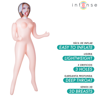 INTENSE DOLLS - NICOLE BONECA INFLÁVEL COM TRÊS ORIFÍCIOS