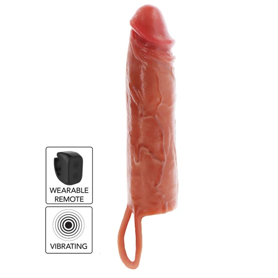 GET REAL - CAPA VIBRATÓRIA DE SILICONE PARA PELE HIDRATADA, CARAMELO, 20 CM