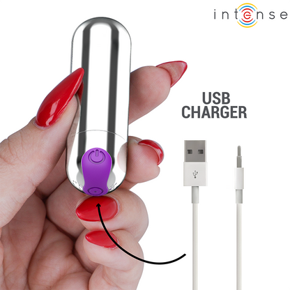 INTENSE - KAREN MINI VIBRATÓRIO RECARREGÁVEL PRATA