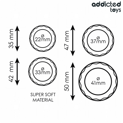 ADDICTED TOYS - CONJUNTO DE ANÉIS PENIANOS TEXTURIZADOS - 4 TAMANHOS