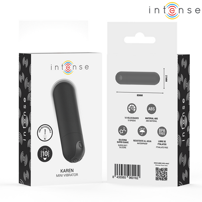 INTENSE - KAREN MINI VIBRATÓRIO BULLET RECARREGÁVEL PRETO