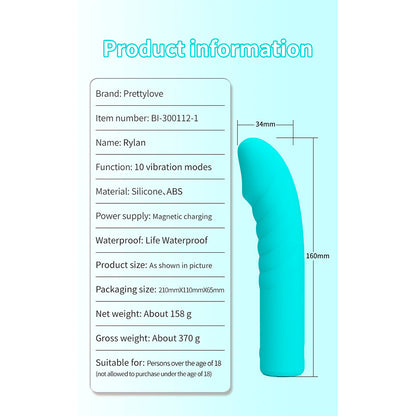 PRETTY LOVE - RYLAN VIBRADOR AZUL PARA PONTO G - Infernum Store