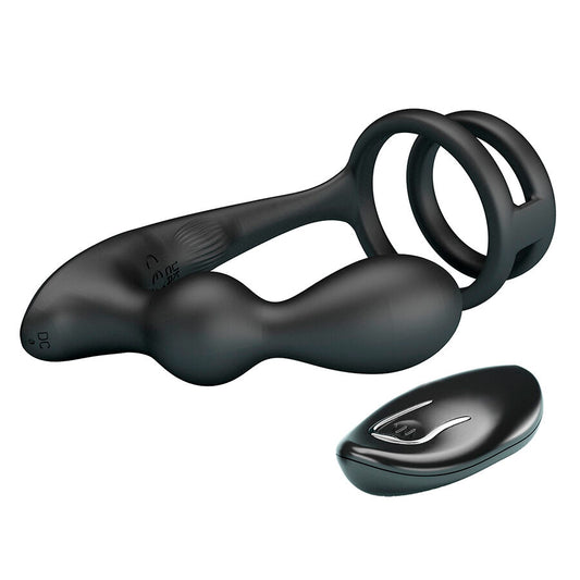 MR PLAY - PLUG ANAL VIBRATÓRIO COM ANEL PENIANO E CONTROLE REMOTO - Infernum Store