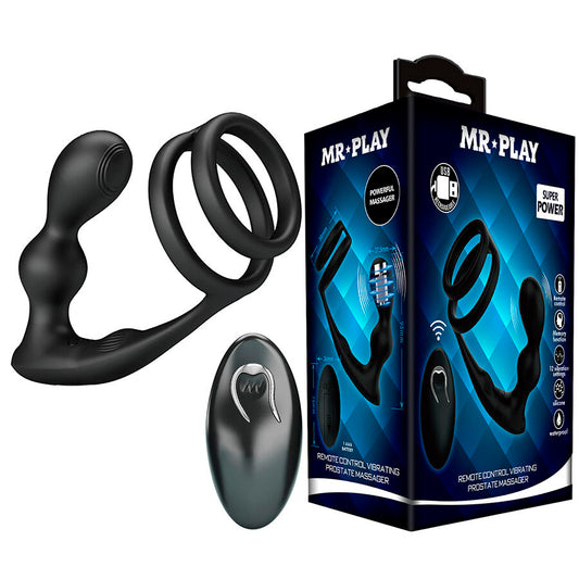 MR PLAY - PLUG ANAL VIBRATÓRIO COM ANEL PENIANO E CONTROLE REMOTO - Infernum Store