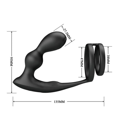 MR PLAY - PLUG ANAL VIBRATÓRIO COM ANEL PENIANO E CONTROLE REMOTO - Infernum Store