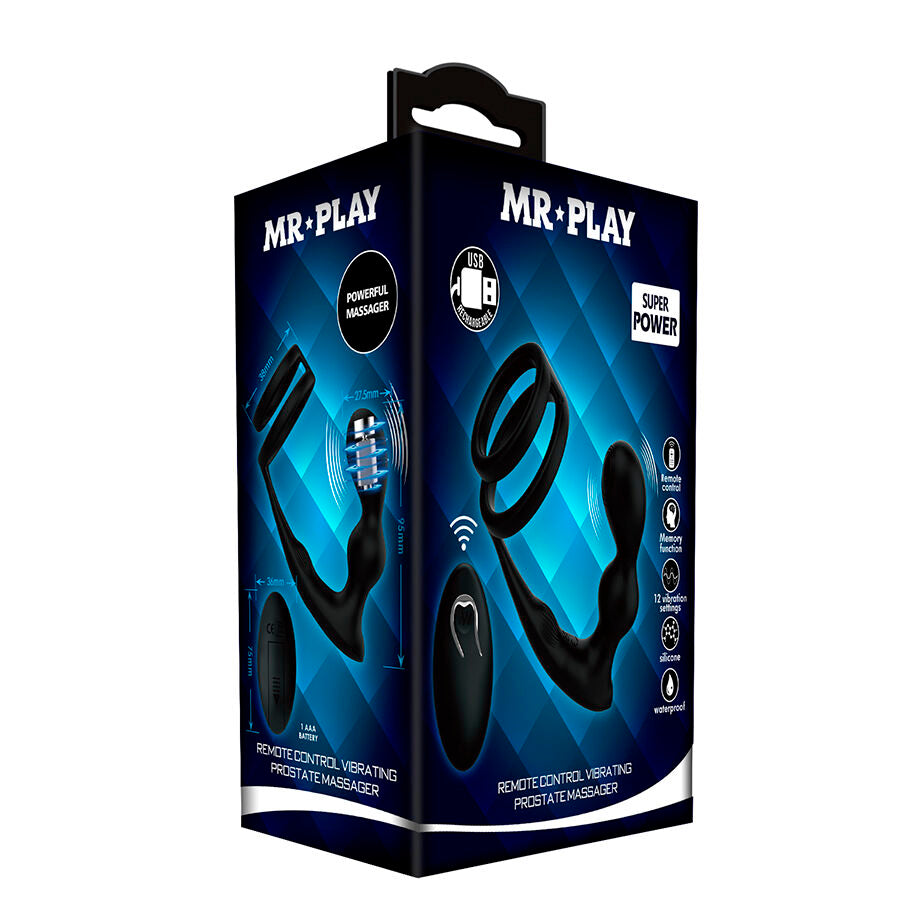 MR PLAY - PLUG ANAL VIBRATÓRIO COM ANEL PENIANO E CONTROLE REMOTO - Infernum Store
