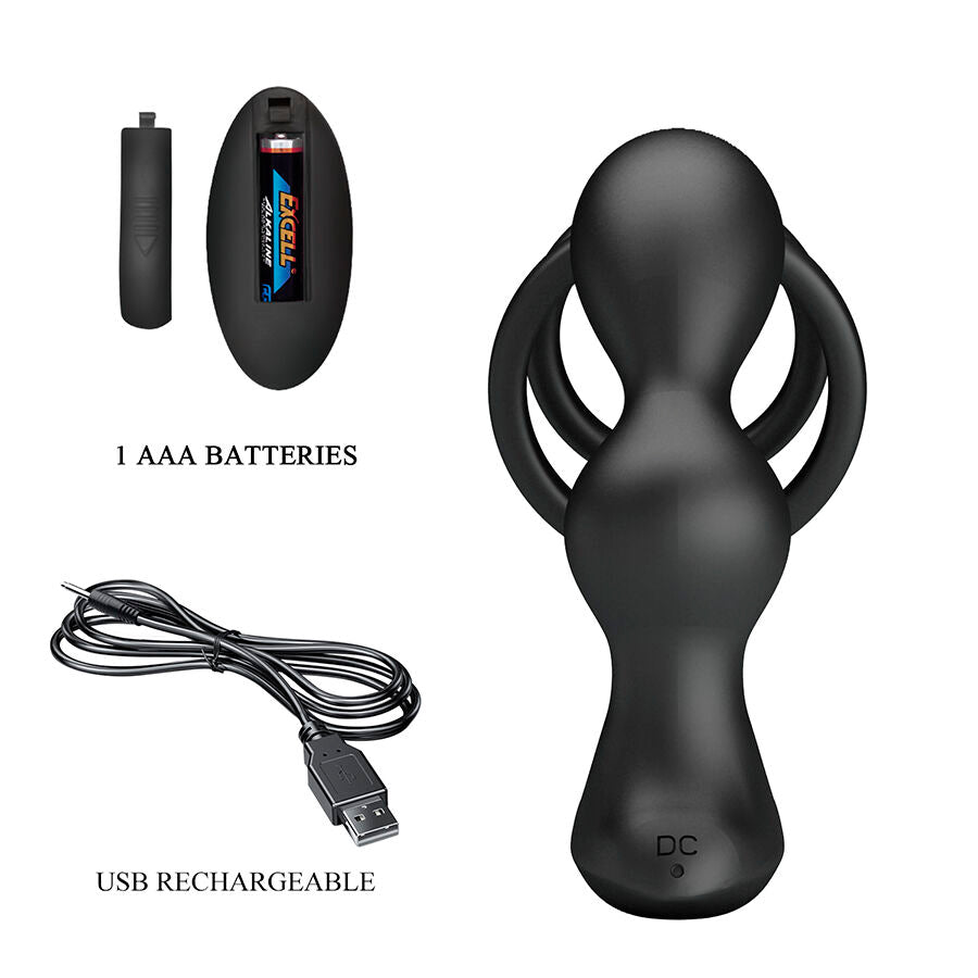 MR PLAY - PLUG ANAL VIBRATÓRIO COM ANEL PENIANO E CONTROLE REMOTO - Infernum Store