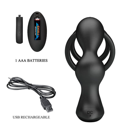 MR PLAY - PLUG ANAL VIBRATÓRIO COM ANEL PENIANO E CONTROLE REMOTO - Infernum Store