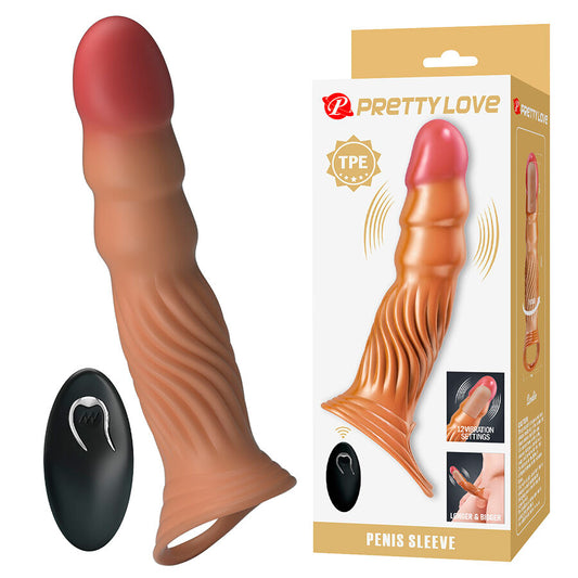 PRETTY LOVE - CAPA PENIANA TEXTURIZADA COM VIBRAÇÃO E CONTROLE REMOTO - Infernum Store