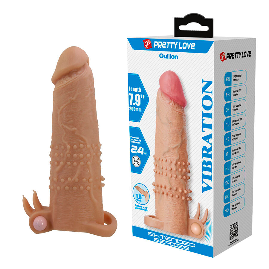 PRETTY LOVE - QUILLON CAPA PENIANA COM ESTIMULADOR CLITÓRICO E VIBRAÇÃO - Infernum Store