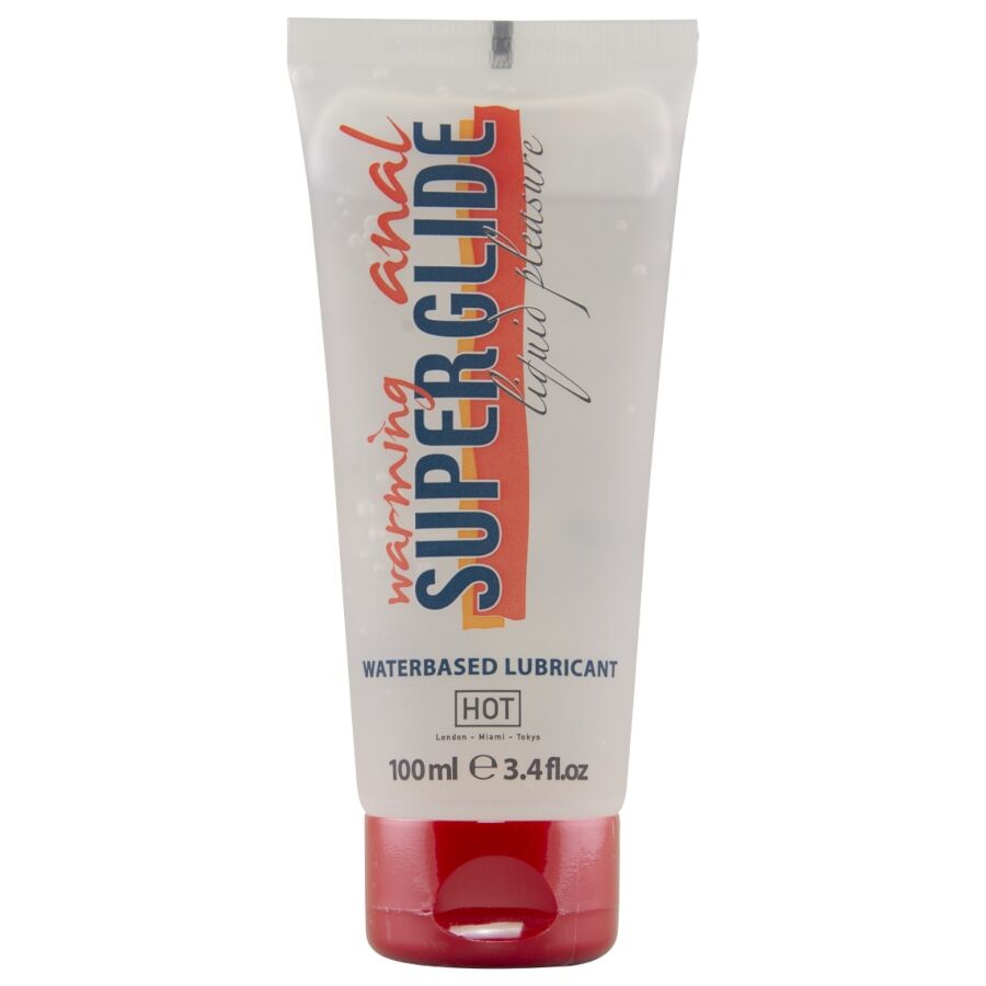 HOT - ANAL SUPERGLIDE LUBRIFICANTE AQUECEDOR LÍQUIDO À BASE DE ÁGUA 100 ML - Infernum Store