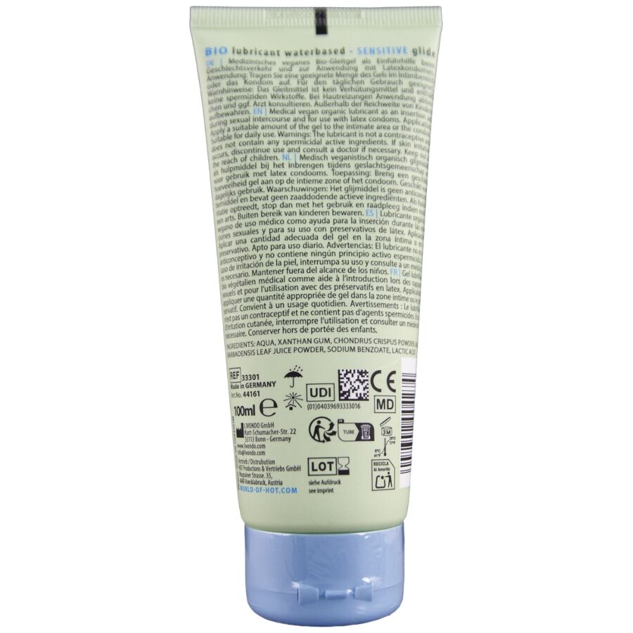 HOT - BIO LUBRIFICANTE À BASE ÁGUA SENSITIV 100 ML - Infernum Store