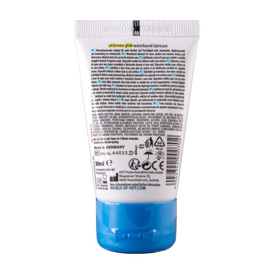 HOT - EXXTREME GLIDE LUBRIFICANTE À BASE DE ÁGUA + ÓLEO CONFORTANTE A+ 30 ML - Infernum Store