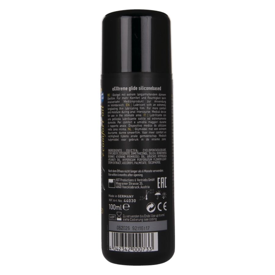 HOT - EXXTREME GLIDE LUBRIFICANTE À BASE DE SILICONE + ÓLEO CONFORTANTE A+ 100 ML - Infernum Store