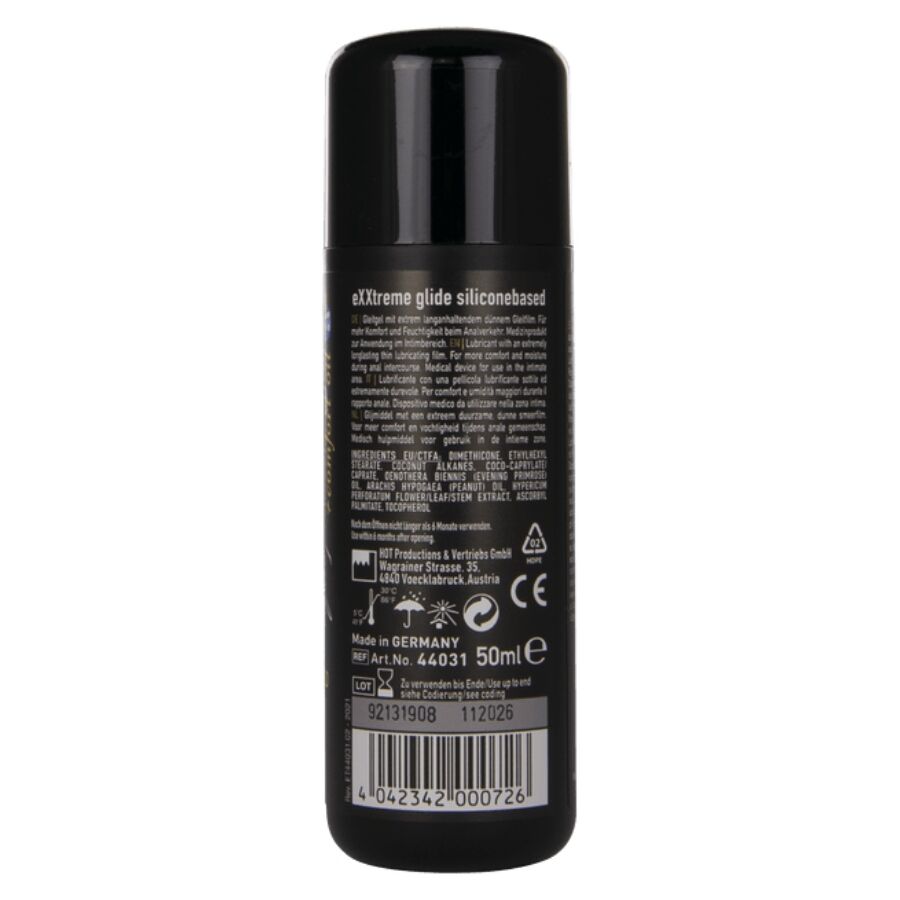 HOT - EXXTREME GLIDE LUBRIFICANTE À BASE DE SILICONE + ÓLEO CONFORTANTE A+ 50 ML - Infernum Store