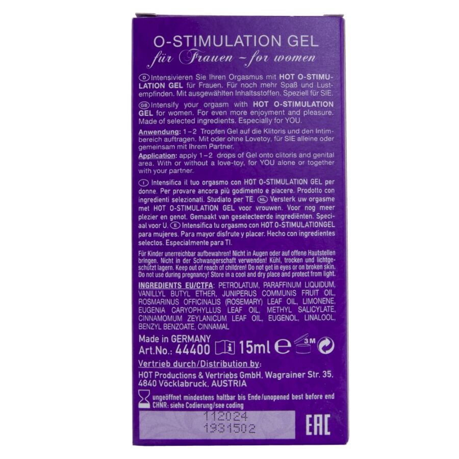HOT - GEL ESTIMULANTE O PARA MULHERES 15 ML - Infernum Store