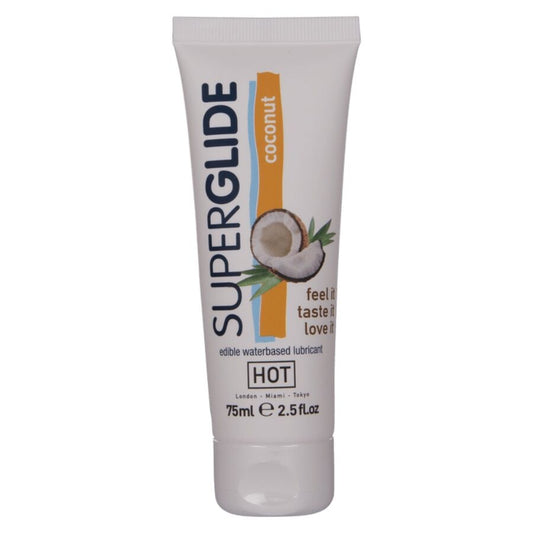 HOT - SUPERGLIDE LUBRIFICANTE COMESTÍVEL À BASE DE ÁGUA COM COCO 75 ML - Infernum Store