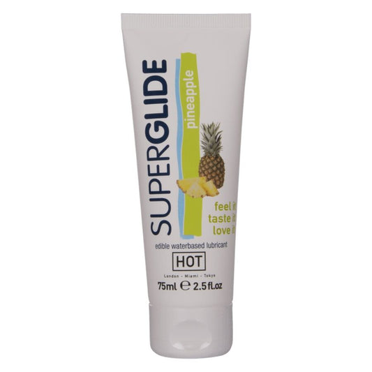 HOT - SUPERGLIDE LUBRIFICANTE COMESTÍVEL À BASE DE ÁGUA COM SABOR ABACAXI 75 ML - Infernum Store