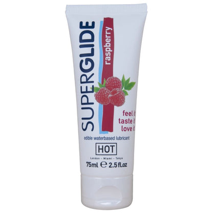 HOT - SUPERGLIDE LUBRIFICANTE COMESTÍVEL À BASE DE ÁGUA COM SABOR FRAMBOESA 75 ML - Infernum Store