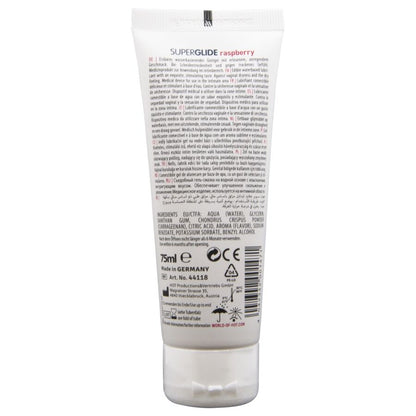 HOT - SUPERGLIDE LUBRIFICANTE COMESTÍVEL À BASE DE ÁGUA COM SABOR FRAMBOESA 75 ML - Infernum Store