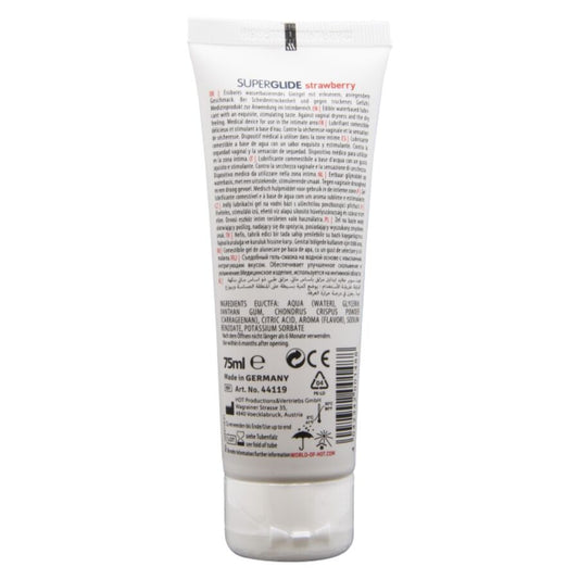 HOT - SUPERGLIDE LUBRIFICANTE COMESTÍVEL À BASE DE ÁGUA MORANGO 75 ML - Infernum Store