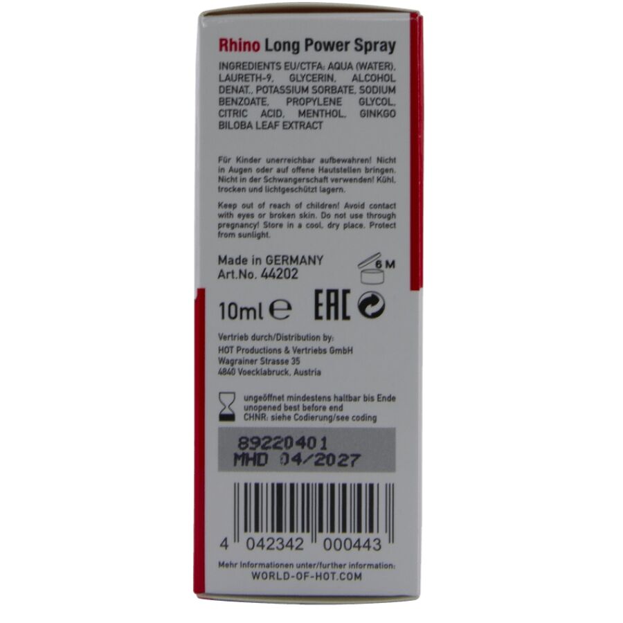 HOT - RHINO LONG POWER SPRAY 10 ML - Infernum Store