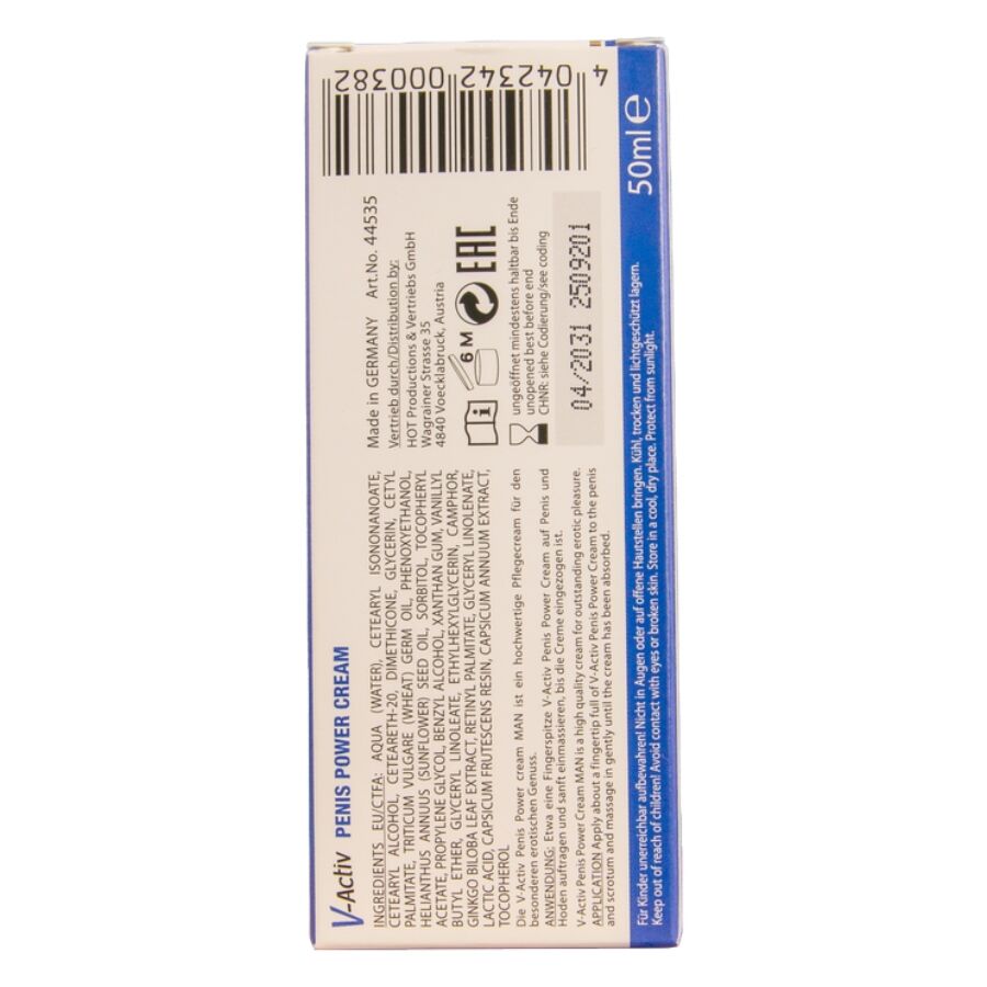 HOT - CREME PARA POTÊNCIA PENIANA V-ACTIV PARA HOMENS 50 ML - Infernum Store