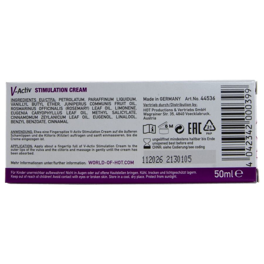 HOT - CREME ESTIMULANTE V-ACTIV PARA MULHERES 50 ML - Infernum Store