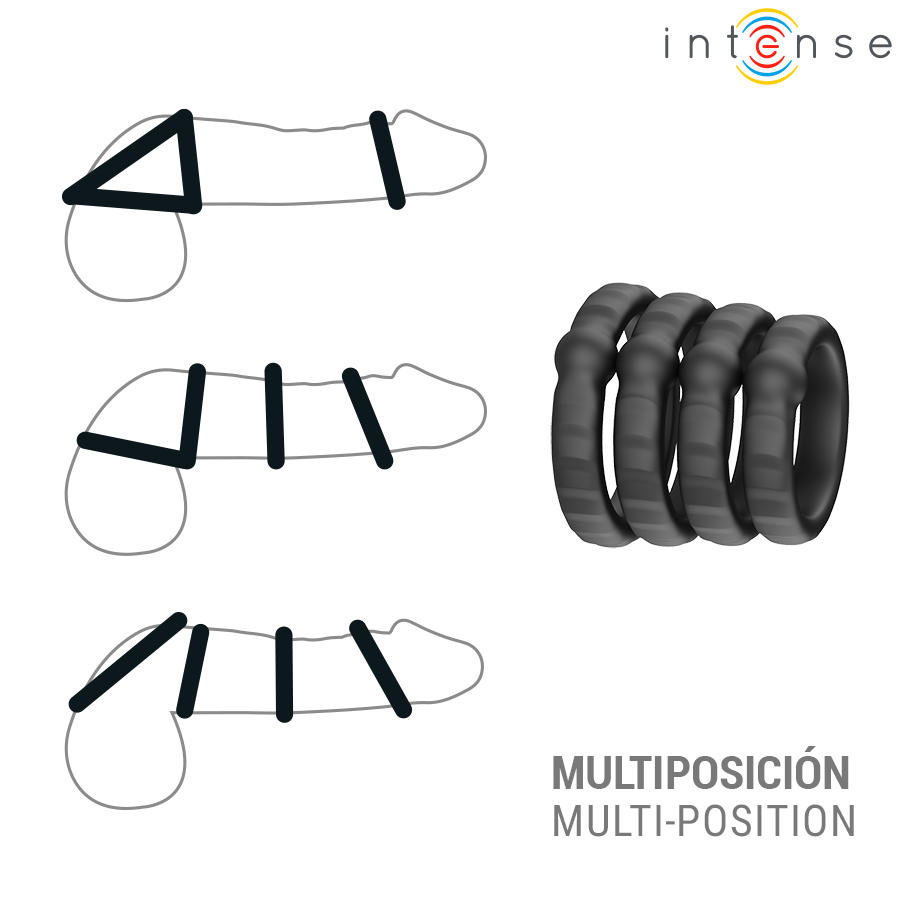 INTENSE - MICHIEL CONJUNTO DE 4 ANÉIS PENIANOS MODELO 10 - Infernum Store