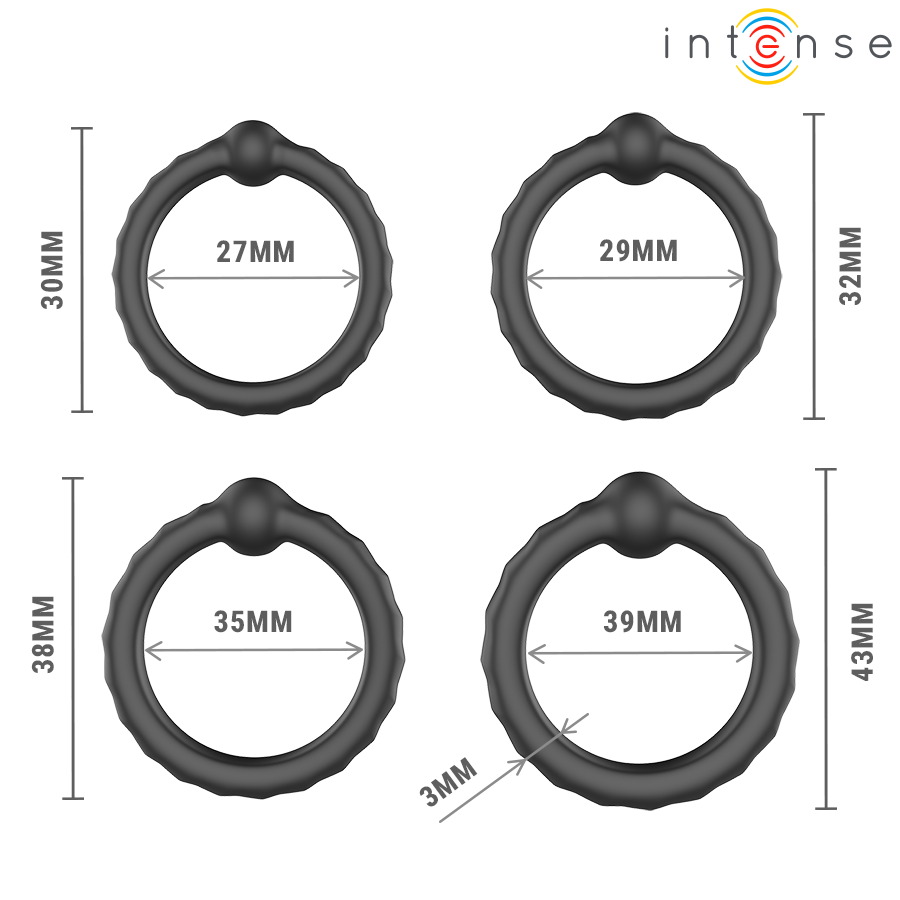 INTENSE - MICHIEL CONJUNTO DE 4 ANÉIS PENIANOS MODELO 10 - Infernum Store