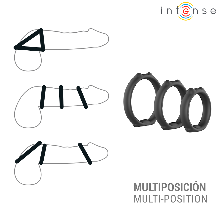 INTENSE - PETER CONJUNTO DE 3 ANÉIS PENIANOS MODELO 9 - Infernum Store