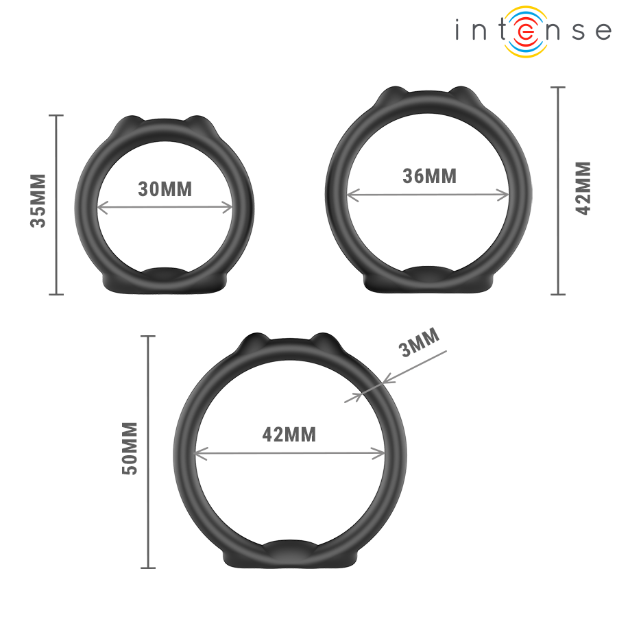 INTENSE - PETER CONJUNTO DE 3 ANÉIS PENIANOS MODELO 9 - Infernum Store