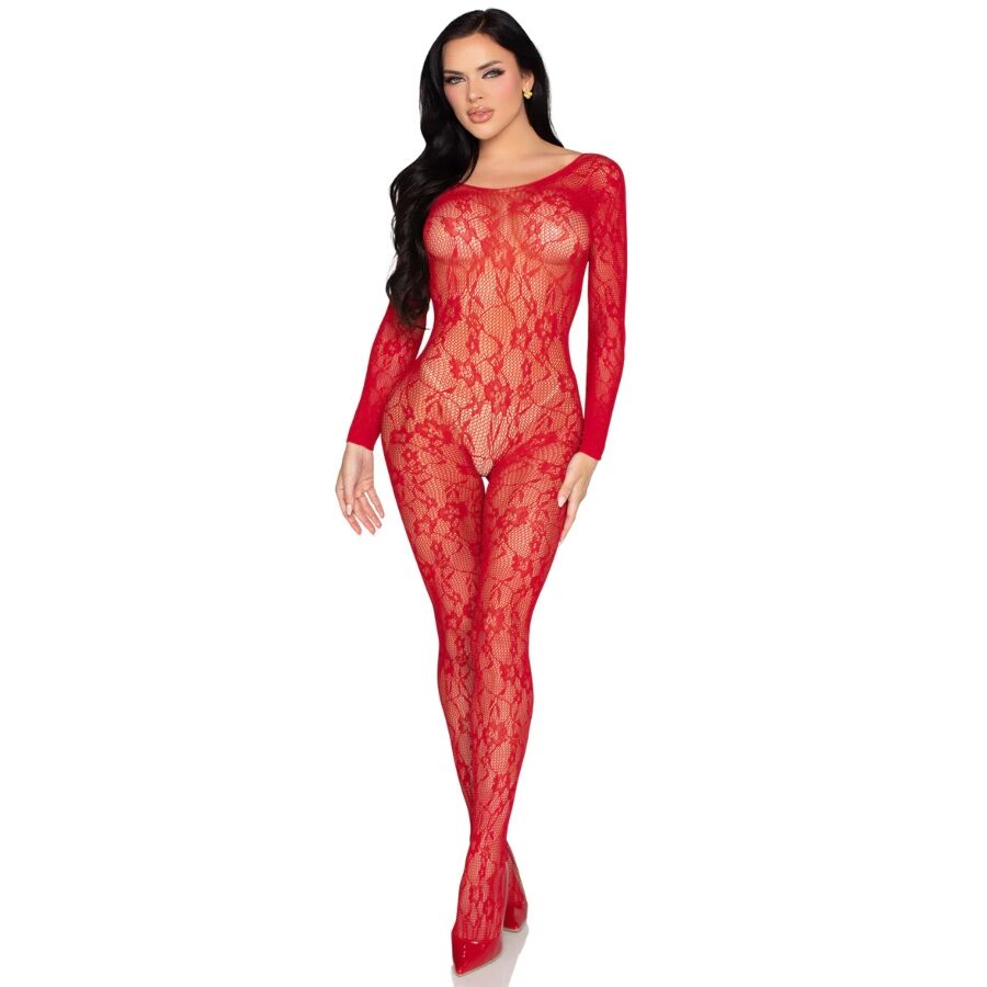 LEG AVENUE - 89366 BODY DE RENDA VERMELHA - TAMANHO ÚNICO - Infernum Store