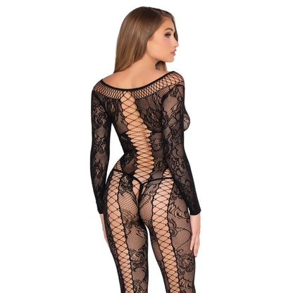 LEG AVENUE - 89369 MACACÃO DE RENDA E TULE PRETO - TAMANHO ÚNICO - Infernum Store