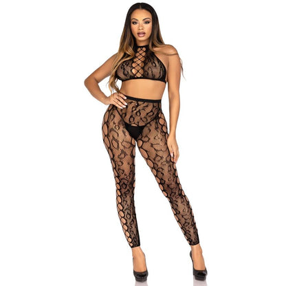 LEG AVENUE - 89372 TOP CROPPED E MEIA-CALÇA SEM VOLTA PRETO - TAMANHO ÚNICO - Infernum Store