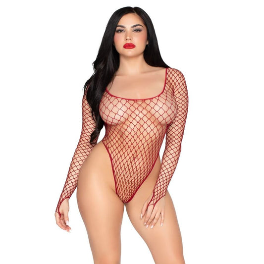 LEG AVENUE - 89377 BODY DE MALHA INDUSTRIAL COM CORTE ALTO, VERMELHO - TAMANHO ÚNICO - Infernum Store