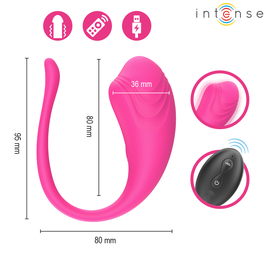 INTENSE - OVO VIBRATÓRIO ROSA OLIVIA COM CONTROLE REMOTO - Infernum Store