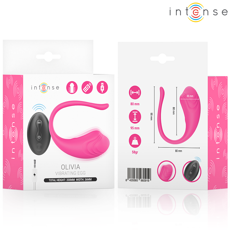 INTENSE - OVO VIBRATÓRIO ROSA OLIVIA COM CONTROLE REMOTO - Infernum Store