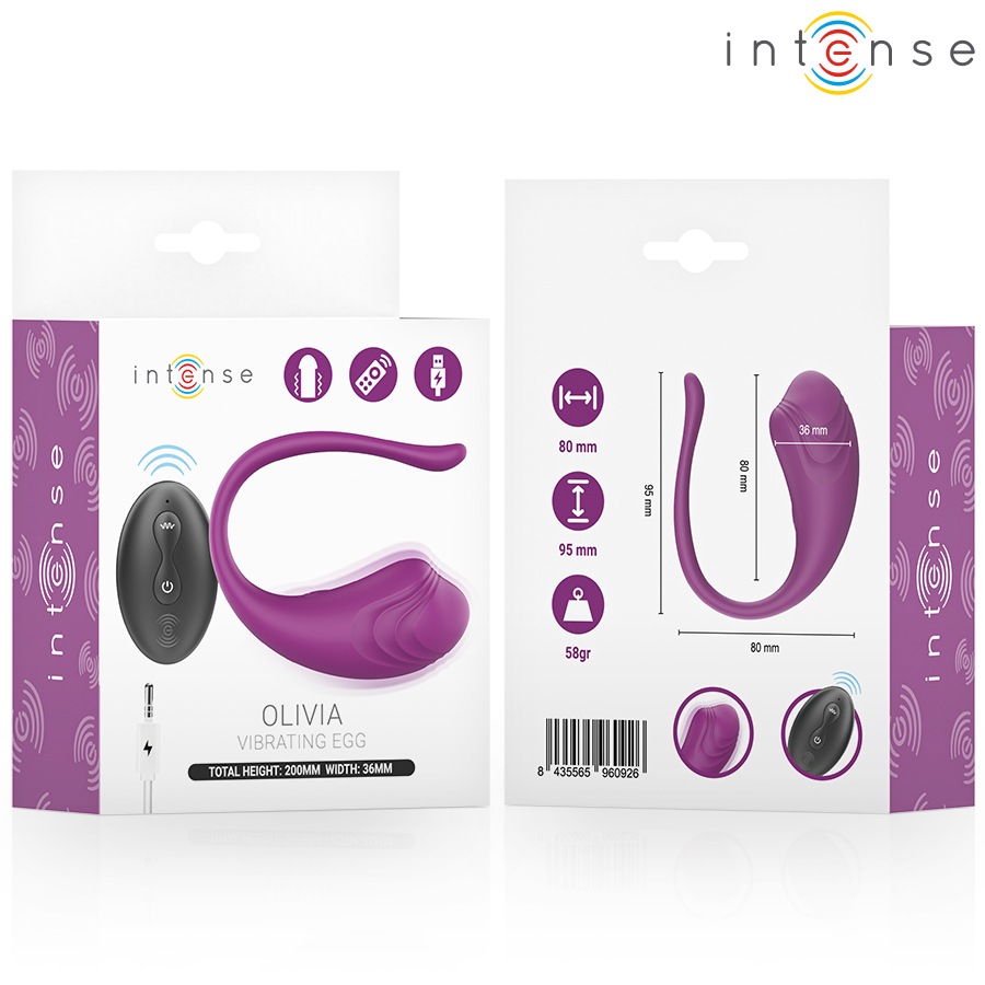 INTENSE - OVO VIBRATÓRIO ROXO OLIVIA COM CONTROLE REMOTO - Infernum Store