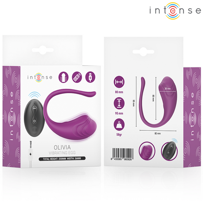 INTENSE - OVO VIBRATÓRIO ROXO OLIVIA COM CONTROLE REMOTO - Infernum Store