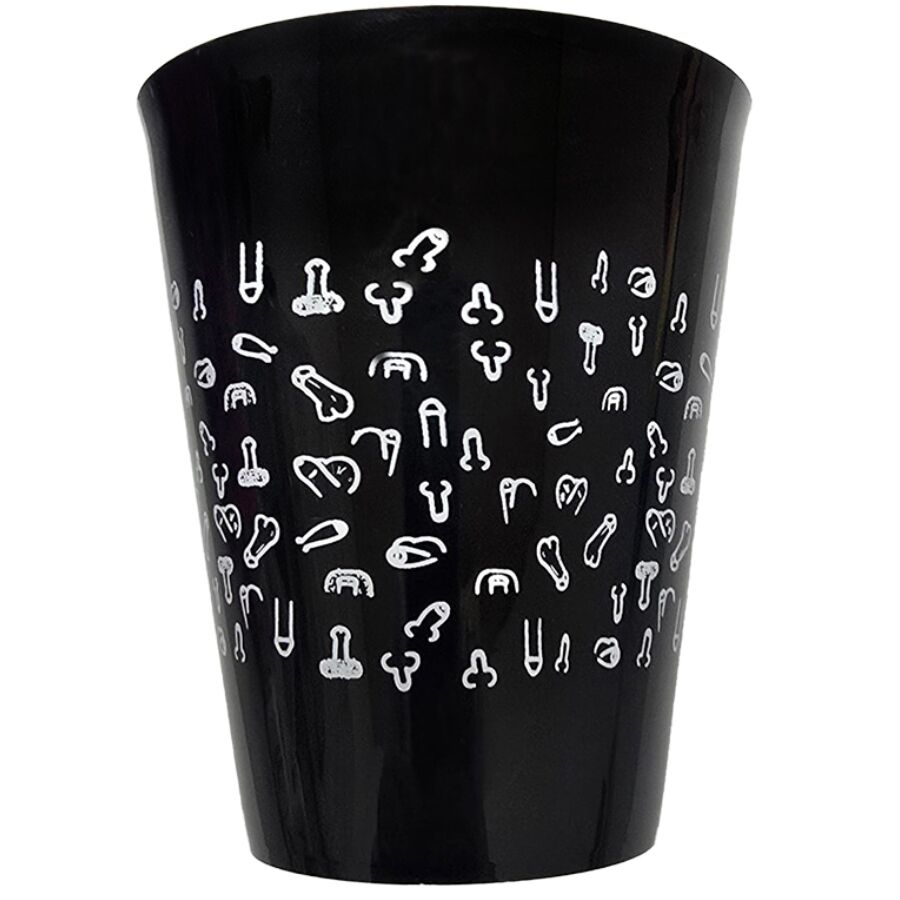DIABLO PICANTE - COPO PRETO 500 ML COM PÊNIS BRANCOS - Infernum Store
