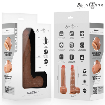 MR INTENSE - BRUCE S DILDO DE SILICONE COM TESTÍCULOS 17,8 CM -Ø- 4 CM - Infernum Store