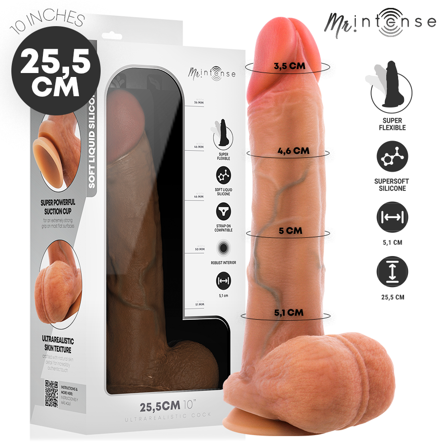 MR INTENSE - GARY XL PÊNIS DE SILICONE ULTRA-REALISTA COM TESTÍCULOS 25,5 CM -Ø- 5,1 CM - Infernum Store
