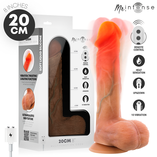 MR INTENSE - VIBRADOR LOGAN DE SILICONE COM EFEITO DE CALOR E CONTROLE REMOTO 20 CM -Ø- 4,1 CM - Infernum Store