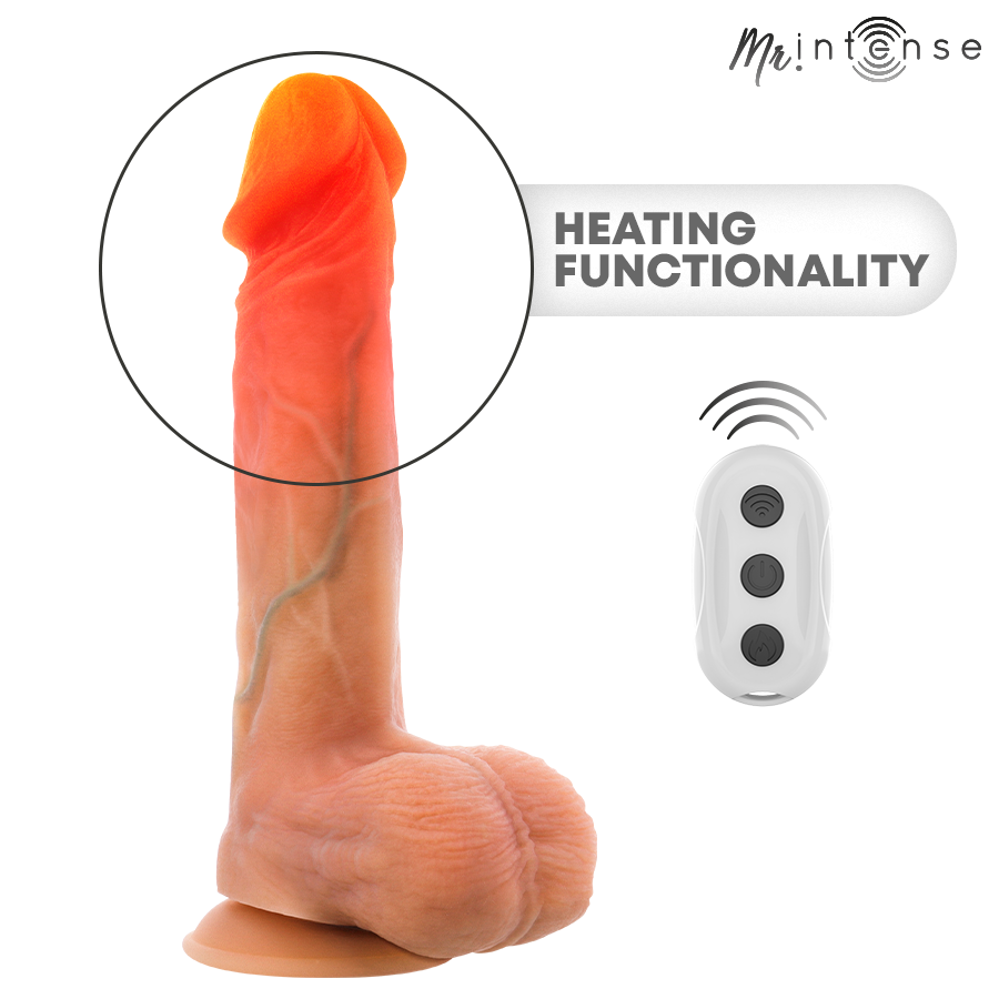 MR INTENSE - VIBRADOR LOGAN DE SILICONE COM EFEITO DE CALOR E CONTROLE REMOTO 20 CM -Ø- 4,1 CM - Infernum Store