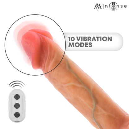 MR INTENSE - VIBRADOR LOGAN DE SILICONE COM EFEITO DE CALOR E CONTROLE REMOTO 20 CM -Ø- 4,1 CM - Infernum Store