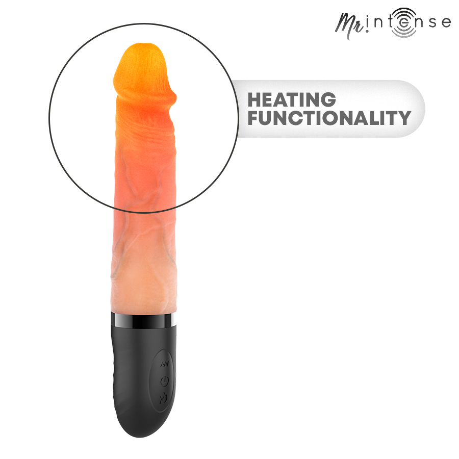MR INTENSE - VIBRADOR JEAN UP&DOWN DE SILICONE COM EFEITO DE CALOR 24 CM -Ø- 3,8 CM - Infernum Store