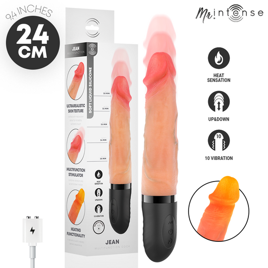 MR INTENSE - VIBRADOR JEAN UP&DOWN DE SILICONE COM EFEITO DE CALOR 24 CM -Ø- 3,8 CM - Infernum Store