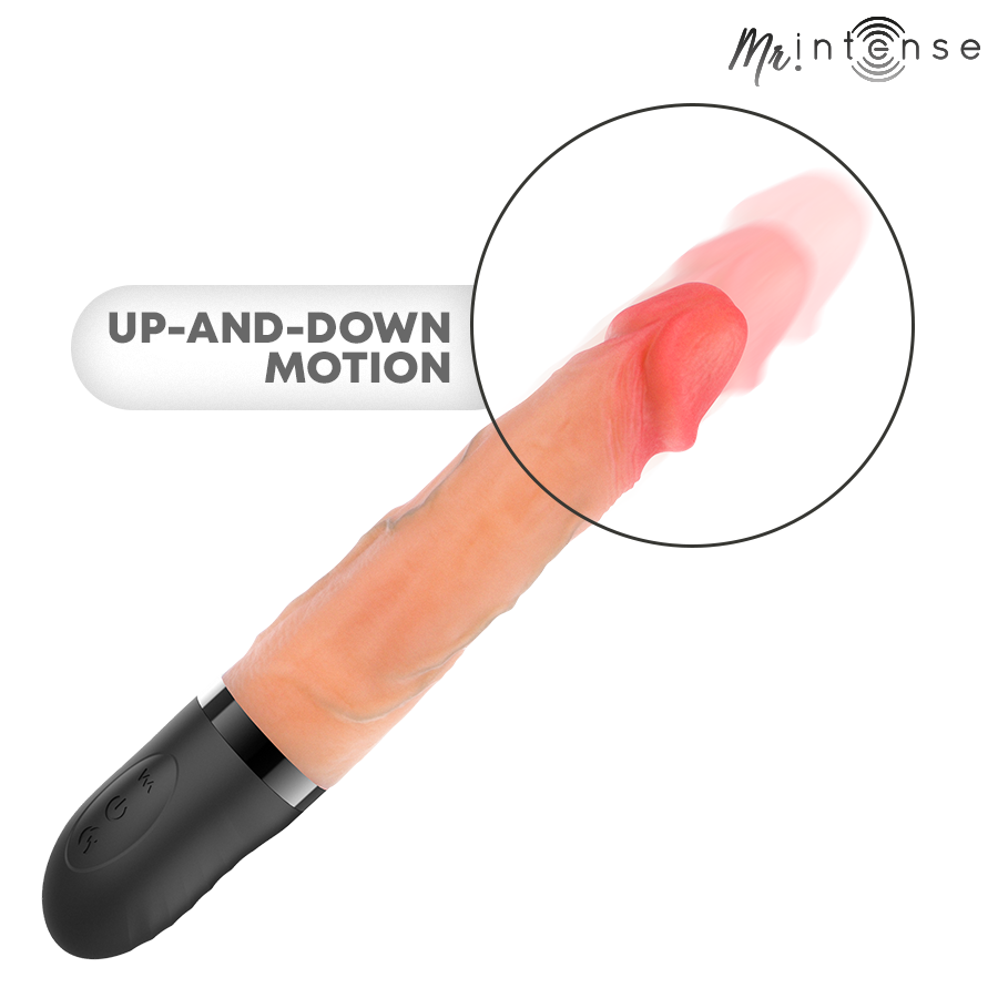 MR INTENSE - VIBRADOR JEAN UP&DOWN DE SILICONE COM EFEITO DE CALOR 24 CM -Ø- 3,8 CM - Infernum Store
